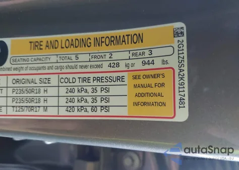 2019 Chevrolet Impala Lt z USA, uszkodzony, nr VIN 2G11Z5SA2K9117481